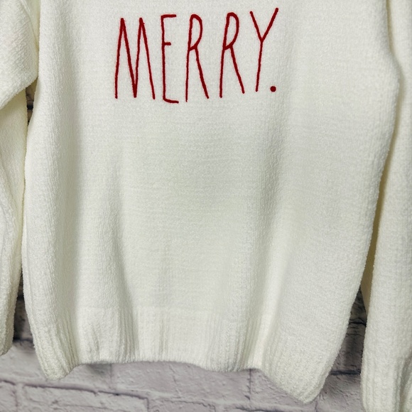 Rae Dunn “MERRY.” White Cozy Holiday Sweater | Christmas Pullover | Size ___ - Picture 5 of 8